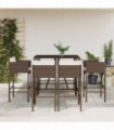 vidaXL 7 Piece Garden Bar Set with Cushions Brown Poly Rattan