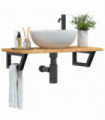 vidaXL Basin Shelf Wall Mounted Steel and Solid Wood Oak