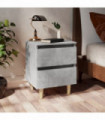 vidaXL Bed Cabinet with Solid Pinewood Legs Concrete Grey 40x35x50 cm