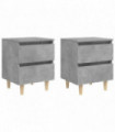 vidaXL Bed Cabinets & Solid Pinewood Legs 2 pcs Concrete Grey 40x35x50 cm