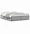 vidaXL Bed Frame Grey Sonoma 135x190 cm Double Engineered Wood and Metal
