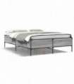 vidaXL Bed Frame Grey Sonoma 160x200 cm Engineered Wood and Metal
