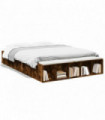 vidaXL Bed Frame Smoked Oak 120x200 cm Engineered Wood