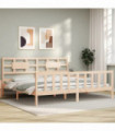 vidaXL Bed Frame with Headboard 200x200 cm Solid Wood