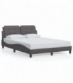 vidaXL Bed Frame with Headboard Grey 140x200 cm Faux Leather