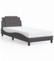 vidaXL Bed Frame with Headboard Grey 90x200 cm Faux Leather