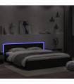 vidaXL Bed Frame with Headboard and LED Black 180x200 cm Super King Size