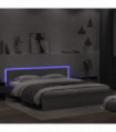 vidaXL Bed Frame with Headboard and LED Grey Sonoma 200x200 cm