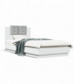 vidaXL Bed Frame with Headboard and LED Lights White 100x200 cm