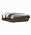 vidaXL Bed Frame with LED Lights Brown Oak 160x200 cm Engineered Wood