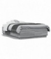 vidaXL Bed Frame with LED Lights Grey Sonoma 120x190 cm Small Double Engineered Wood