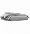vidaXL Bed Frame with LED Lights Grey Sonoma 120x200 cm