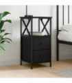vidaXL Bedside Cabinet Black 34x35.5x70 cm Engineered Wood