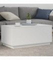 vidaXL Coffee Table with LED Lights White 90x50x40 cm