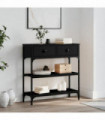 vidaXL Console Table Black 72.5x25x75 cm Engineered Wood