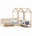 vidaXL Day Bed and Bench Set with Roof 90x200 cm Solid Wood Pine