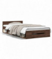 vidaXL Bed Frame with Drawer Brown Oak 90x200 cm Engineered Wood