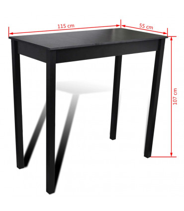 Bar Table MDF Black 115x55x107 cm