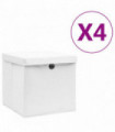 vidaXL Storage Boxes with Covers 4 pcs 28x28x28 cm White