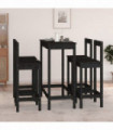 vidaXL 5 Piece Bar Set Black Solid Wood Pine