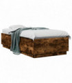 vidaXL Bed Frame Smoked Oak 75x190 cm Small Single Engineered Wood