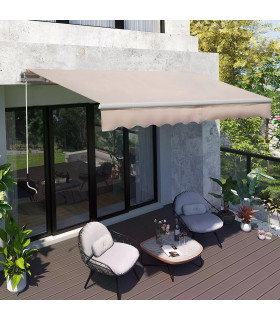 4x2.5m Manual Awning Window Door Sun Weather Shade w/ Handle Beige