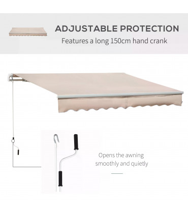 4x2.5m Manual Awning Window Door Sun Weather Shade w/ Handle Beige