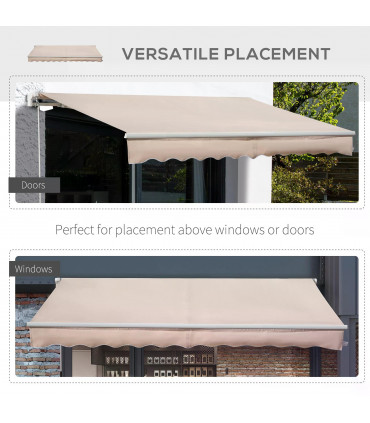 4x2.5m Manual Awning Window Door Sun Weather Shade w/ Handle Beige
