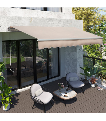 4x2.5m Manual Awning Window Door Sun Weather Shade w/ Handle Beige