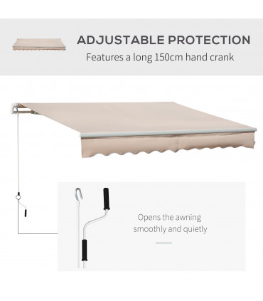 4x2.5m Manual Awning Window Door Sun Weather Shade w/ Handle Beige