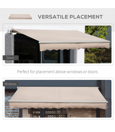 4x2.5m Manual Awning Window Door Sun Weather Shade w/ Handle Beige