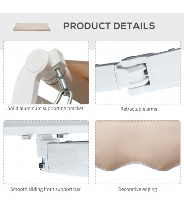 4x2.5m Manual Awning Window Door Sun Weather Shade w/ Handle Beige