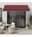 vidaXL Automatic Retractable Awning with LEDs Burgundy 350x250 cm