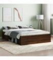 vidaXL Bed Frame Brown Oak 135x190 cm Double