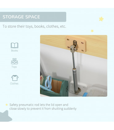 Toy Box - White MDF Pinewood 60L x 30W x 50H cm Kids Seat Bench Storage Chest