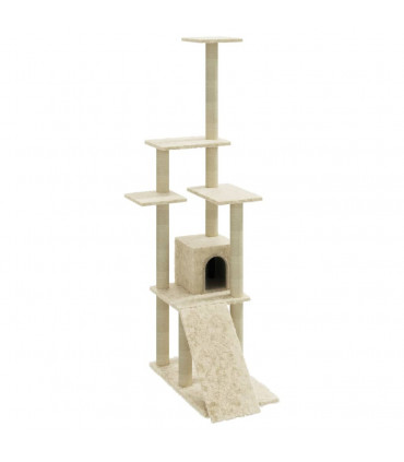 Cat Tree with Sisal Scratching Posts Cream 155 cm