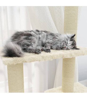 Cat Tree with Sisal Scratching Posts Cream 155 cm