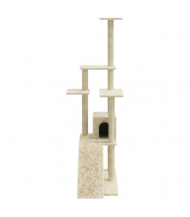 Cat Tree with Sisal Scratching Posts Cream 155 cm