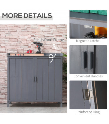 Garden Storage Cabinet, Potting Bench Table Galvanized Grey