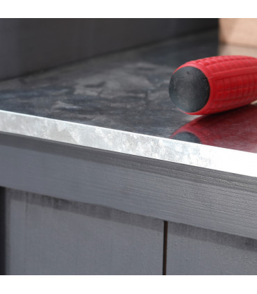 Garden Storage Cabinet, Potting Bench Table Galvanized Grey