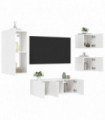 vidaXL 5 Piece TV Wall Units with LED White Engineered Wood