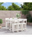 vidaXL 7 Piece Garden Bar Set White Solid Wood Pine