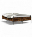 vidaXL Bed Frame Smoked Oak 140x200 cm Engineered Wood and Metal