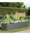 vidaXL Garden Raised Bed 240x80x44 cm Galvanised Steel Grey