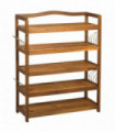 5-Tier Shoe Rack Acacia Wood Shoe Storage Shelf Teak