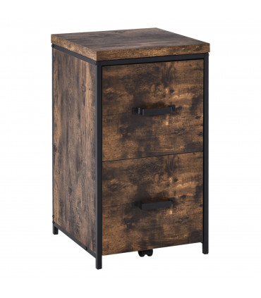 Vertical Office Filing Cabinet Steel MDF Rustic Brown 69.5H x 40L x 41.5Wcm