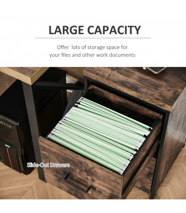 Vertical Office Filing Cabinet Steel MDF Rustic Brown 69.5H x 40L x 41.5Wcm