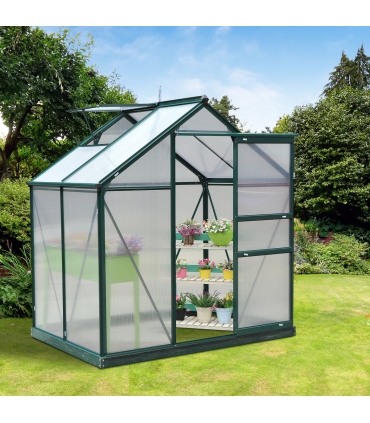 1.9x1.3x2 m Walk-In Mini Greenhouse-Dark Green Frame