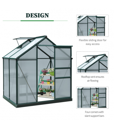 1.9x1.3x2 m Walk-In Mini Greenhouse-Dark Green Frame