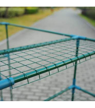 4 Tiers 8 Shelves Metal Frame Walk in Portable Greenhouse 143Lx73Wx195Hcm